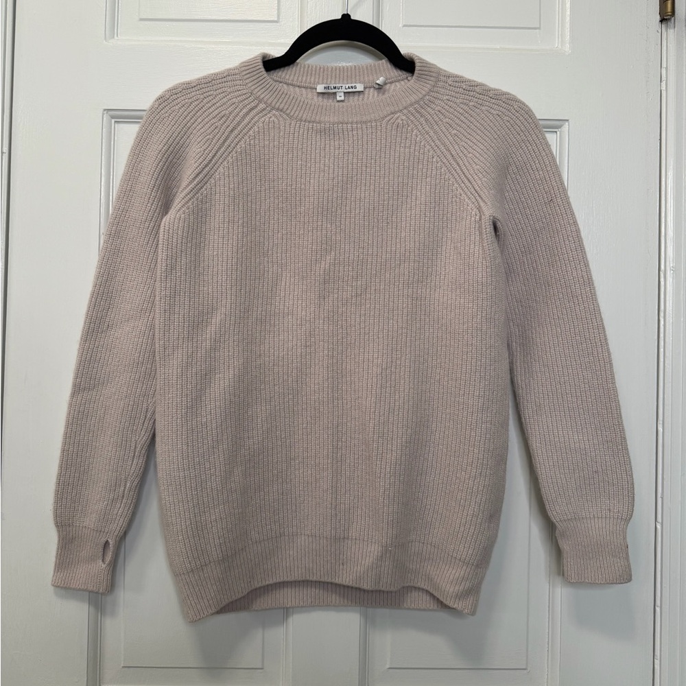 Helmut Lang Wool Cashmere Ribbed Crewneck Sweater Beige Size XS